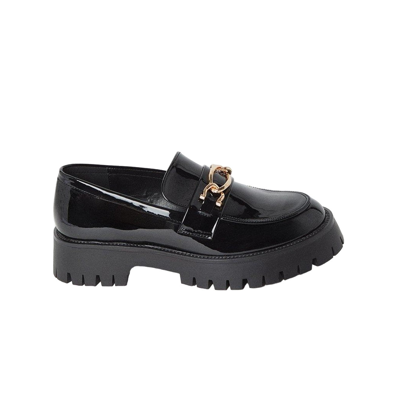 True Black - Back - Faith Womens-Ladies Nash Snaffle Detail Chunky Flat Loafers