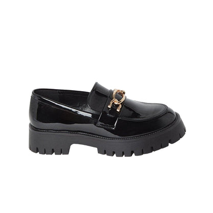 True Black - Back - Faith Womens-Ladies Nash Snaffle Detail Chunky Flat Loafers