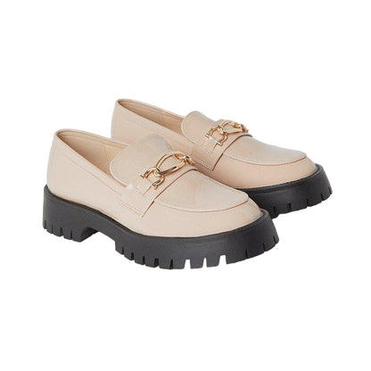 Nude - Front - Faith Womens-Ladies Nash Snaffle Detail Chunky Flat Loafers