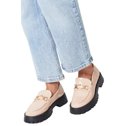 Nude - Side - Faith Womens-Ladies Nash Snaffle Detail Chunky Flat Loafers