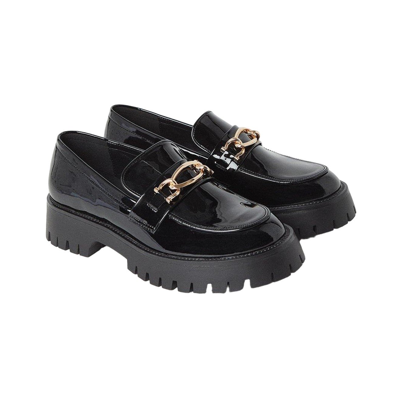 True Black - Front - Faith Womens-Ladies Nash Snaffle Detail Chunky Flat Loafers