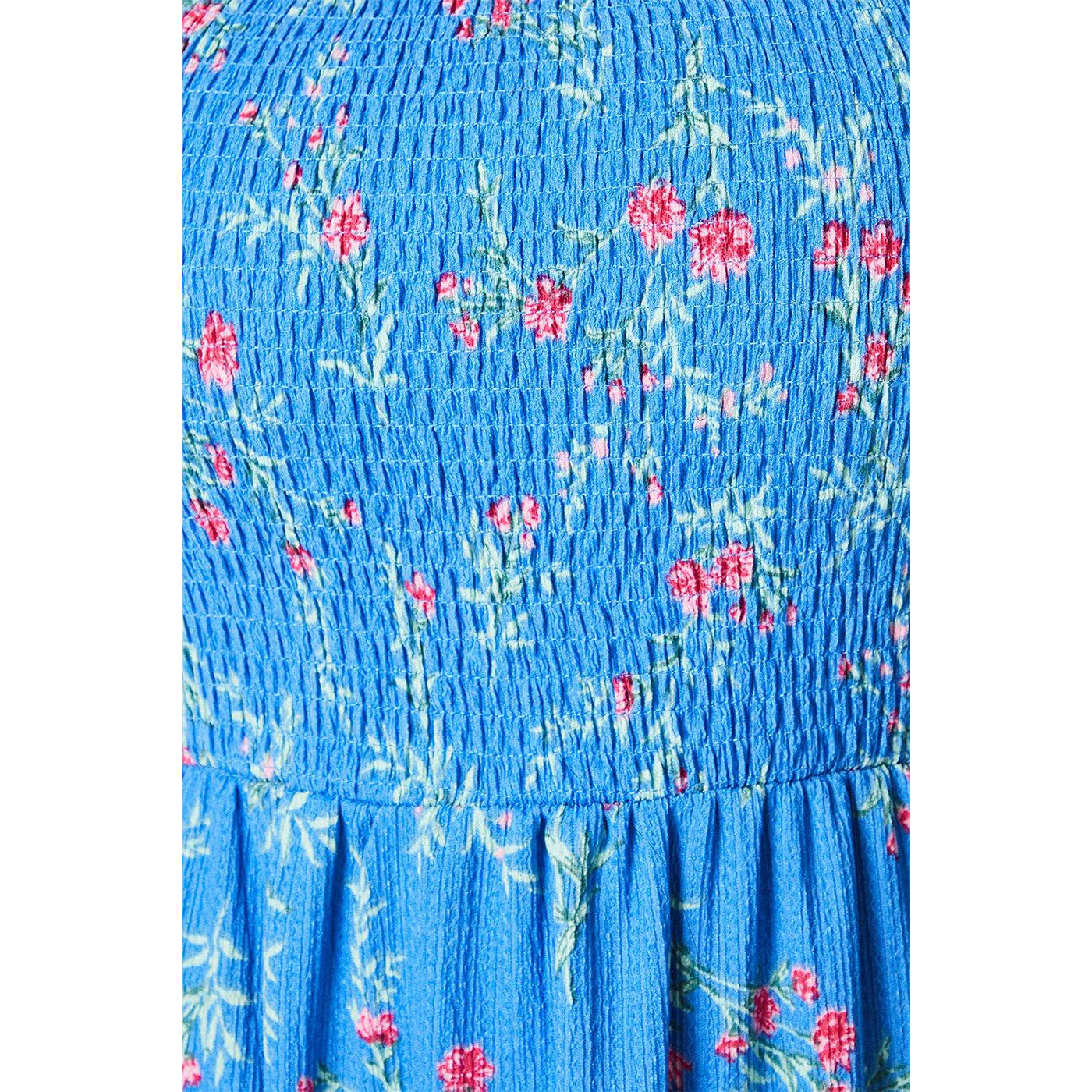 Blue - Side - Dorothy Perkins Womens-Ladies Floral Shirred Bodice Plus Maxi Dress