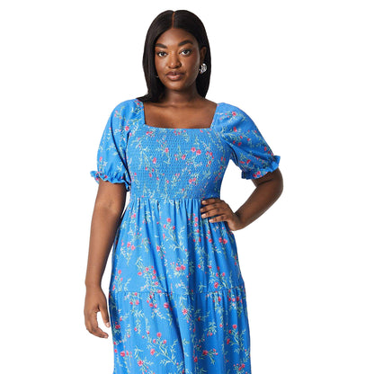 Blue - Lifestyle - Dorothy Perkins Womens-Ladies Floral Shirred Bodice Plus Maxi Dress