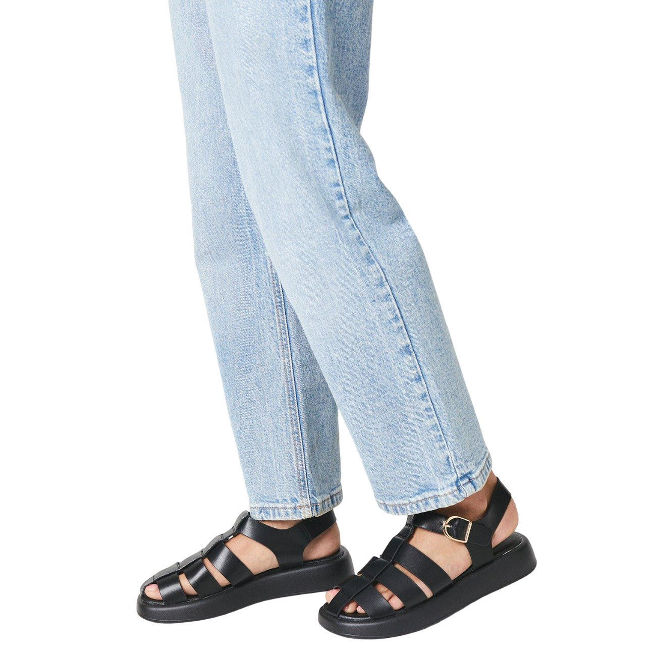 Black - Side - Faith Womens-Ladies Hazel Fisherman Low Wedge Sandals