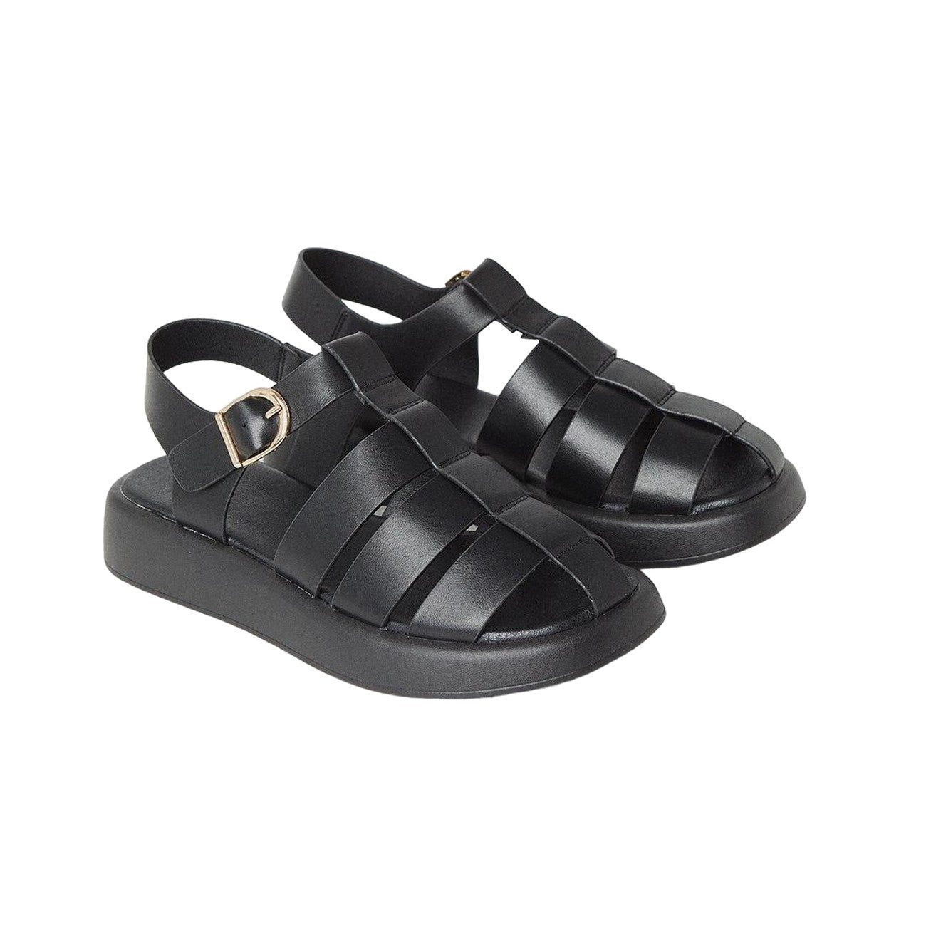 Black - Front - Faith Womens-Ladies Hazel Fisherman Low Wedge Sandals