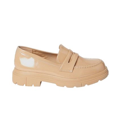 Beige - Back - Faith Womens-Ladies Luana Penny Strap Loafers