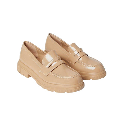 Beige - Front - Faith Womens-Ladies Luana Penny Strap Loafers