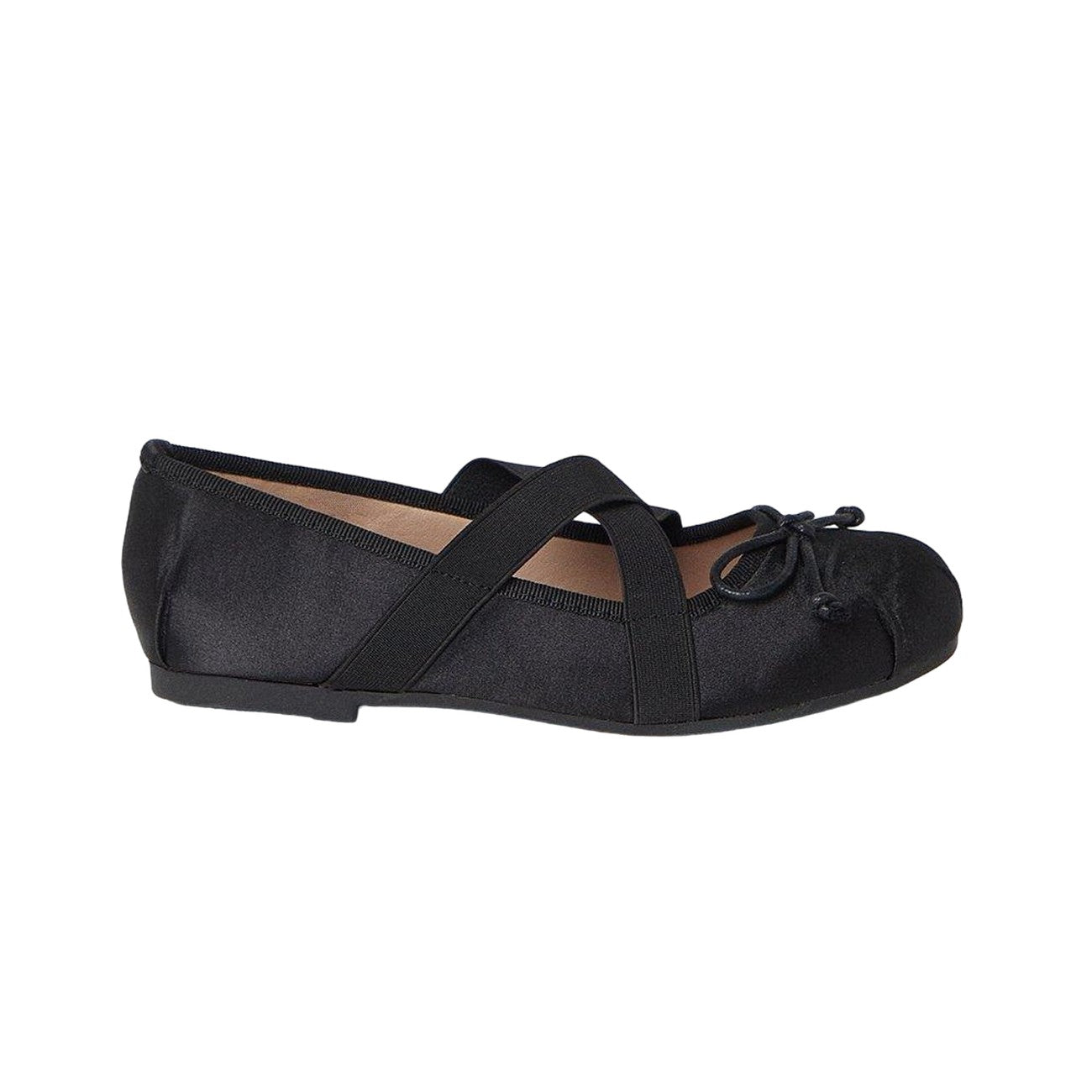 Black - Back - Faith Womens-Ladies Margo Satin Bow Crossover Strap Ballet Shoes