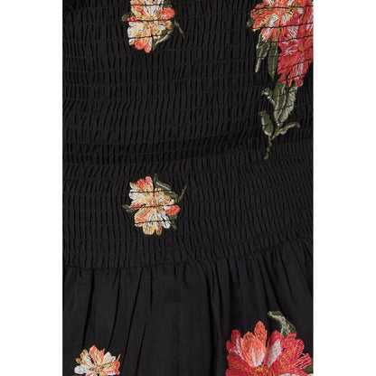 Black - Side - Dorothy Perkins Womens-Ladies Embroidered Shirred Bodice Tall Blouse