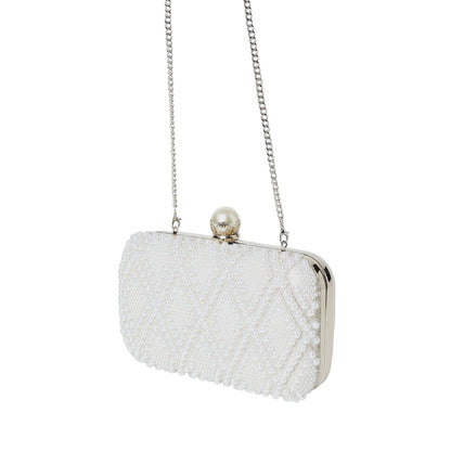White - Back - Dorothy Perkins Womens-Ladies Teo Pearl & Diamante Clutch Bag