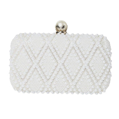 White - Front - Dorothy Perkins Womens-Ladies Teo Pearl & Diamante Clutch Bag