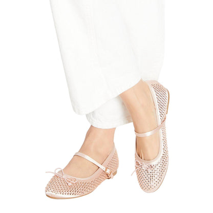 Rose Gold - Side - Dorothy Perkins Womens-Ladies Petra Mary Jane Diamante Ballet Shoes