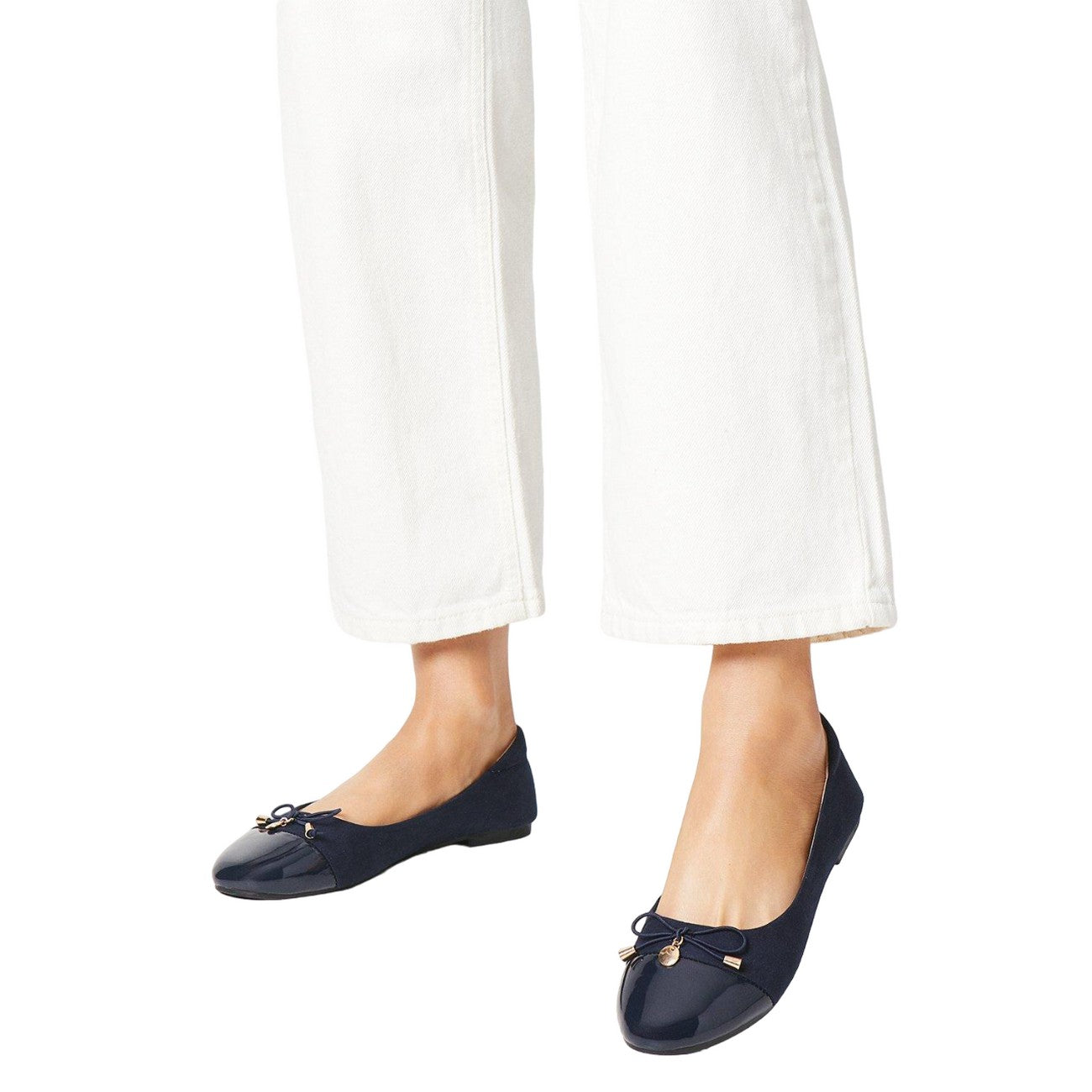 Navy - Side - Good For The Sole Womens-Ladies Tash Comfort Toe Cap Pumps