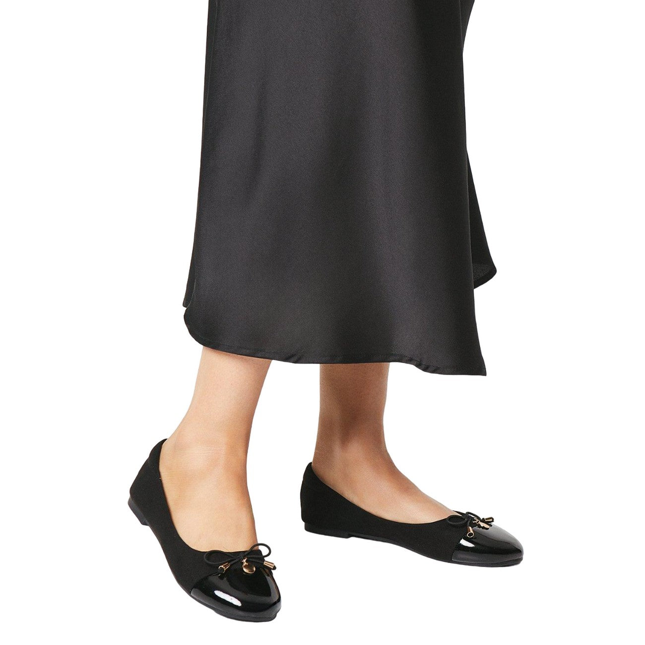Natural Black - Side - Good For The Sole Womens-Ladies Tash Comfort Toe Cap Pumps