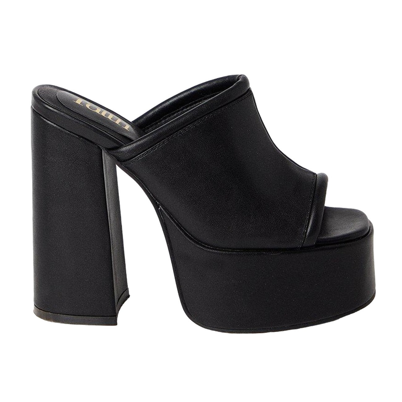 Black - Back - Faith Womens-Ladies Warehouse Platform High Heel Mules