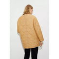 Camel - Back - Dorothy Perkins Womens-Ladies Contrast Collarless Padded Jacket