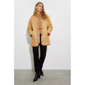 Camel - Close up - Dorothy Perkins Womens-Ladies Contrast Collarless Padded Jacket