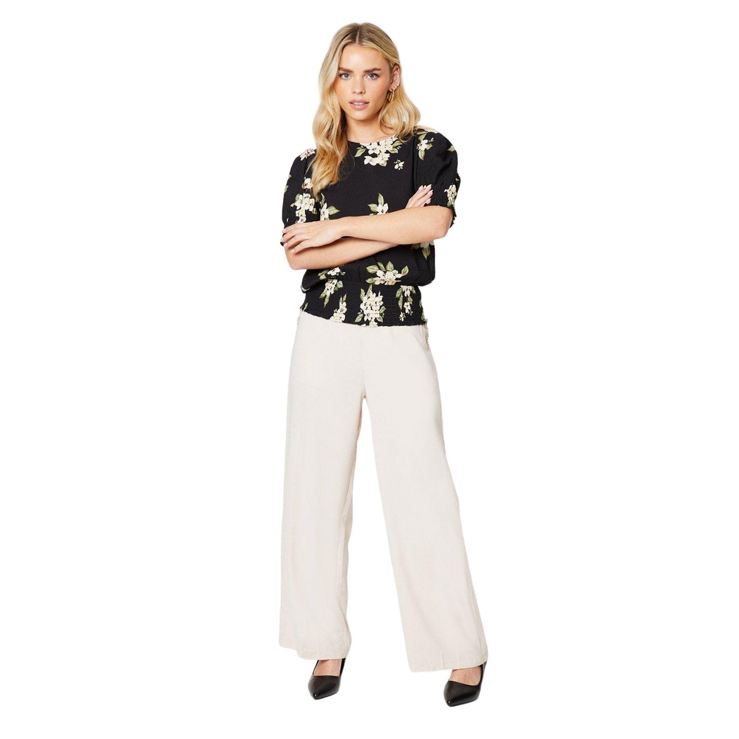 Stone - Side - Dorothy Perkins Womens-Ladies Button Pocket Petite Straight Trousers