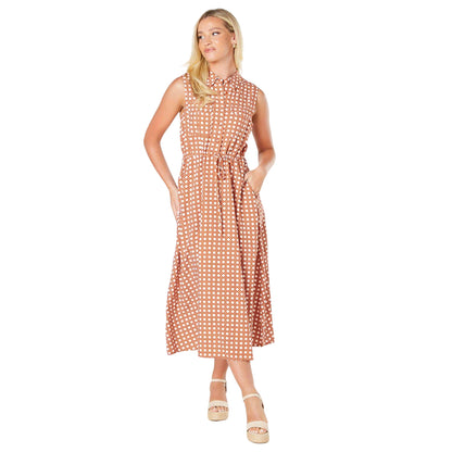 Rust - Front - Dorothy Perkins Womens-Ladies Spotted Front Pocket Midi Dress