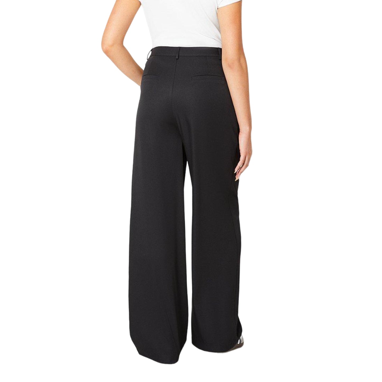 Black - Back - Dorothy Perkins Womens-Ladies Double Pleat Tall Straight Trousers