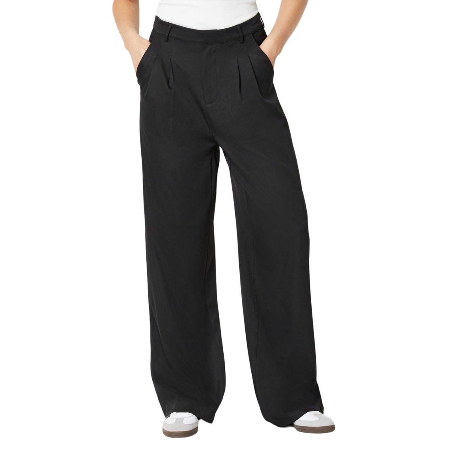 Black - Front - Dorothy Perkins Womens-Ladies Double Pleat Tall Straight Trousers