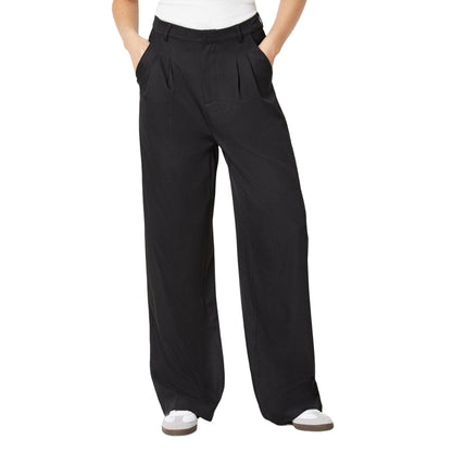Black - Front - Dorothy Perkins Womens-Ladies Double Pleat Tall Straight Trousers