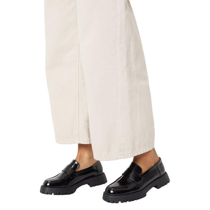 True Black - Side - Faith Womens-Ladies Nicole Stitched Apron Chunky Flat Penny Loafers