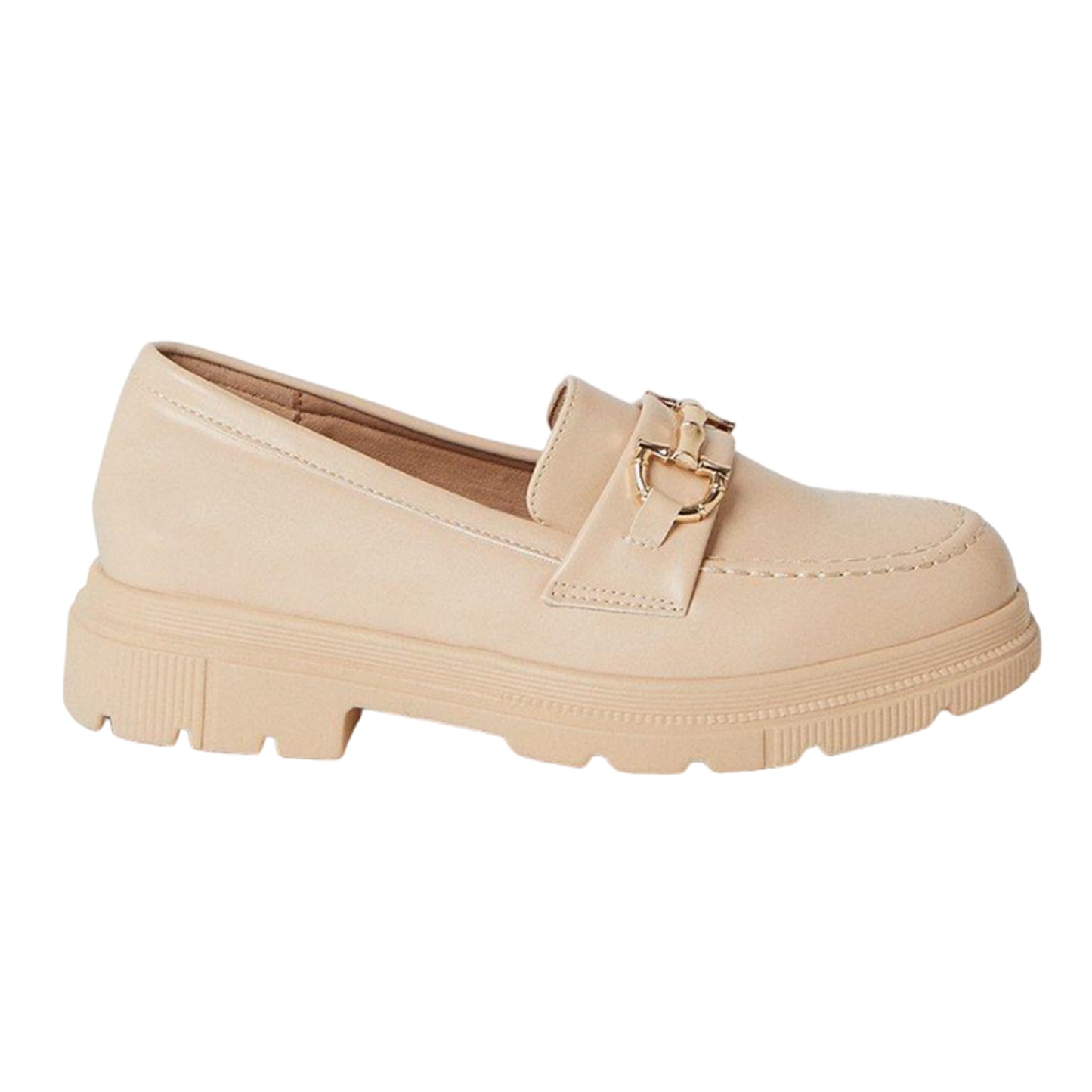 Beige - Back - Faith Womens-Ladies Luna Snaffle Detail Loafers