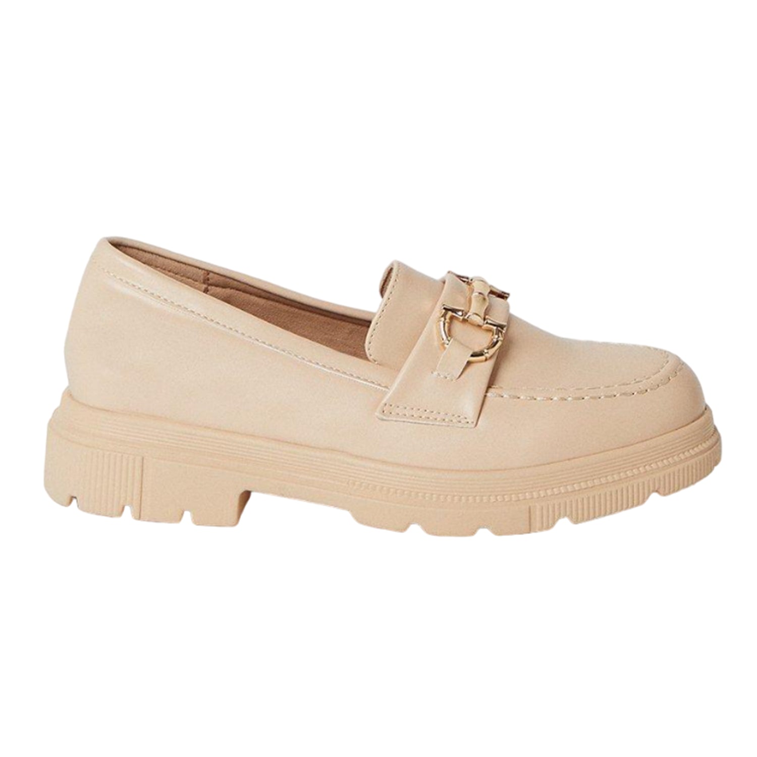 Beige - Back - Faith Womens-Ladies Luna Snaffle Detail Loafers