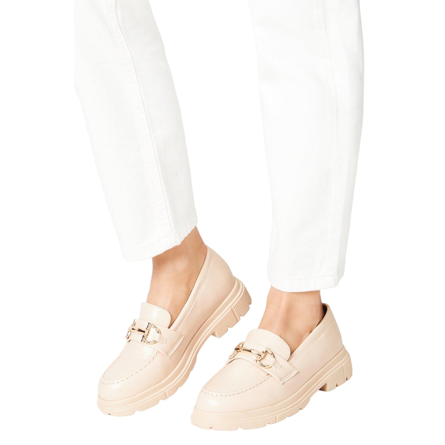 Beige - Side - Faith Womens-Ladies Luna Snaffle Detail Loafers