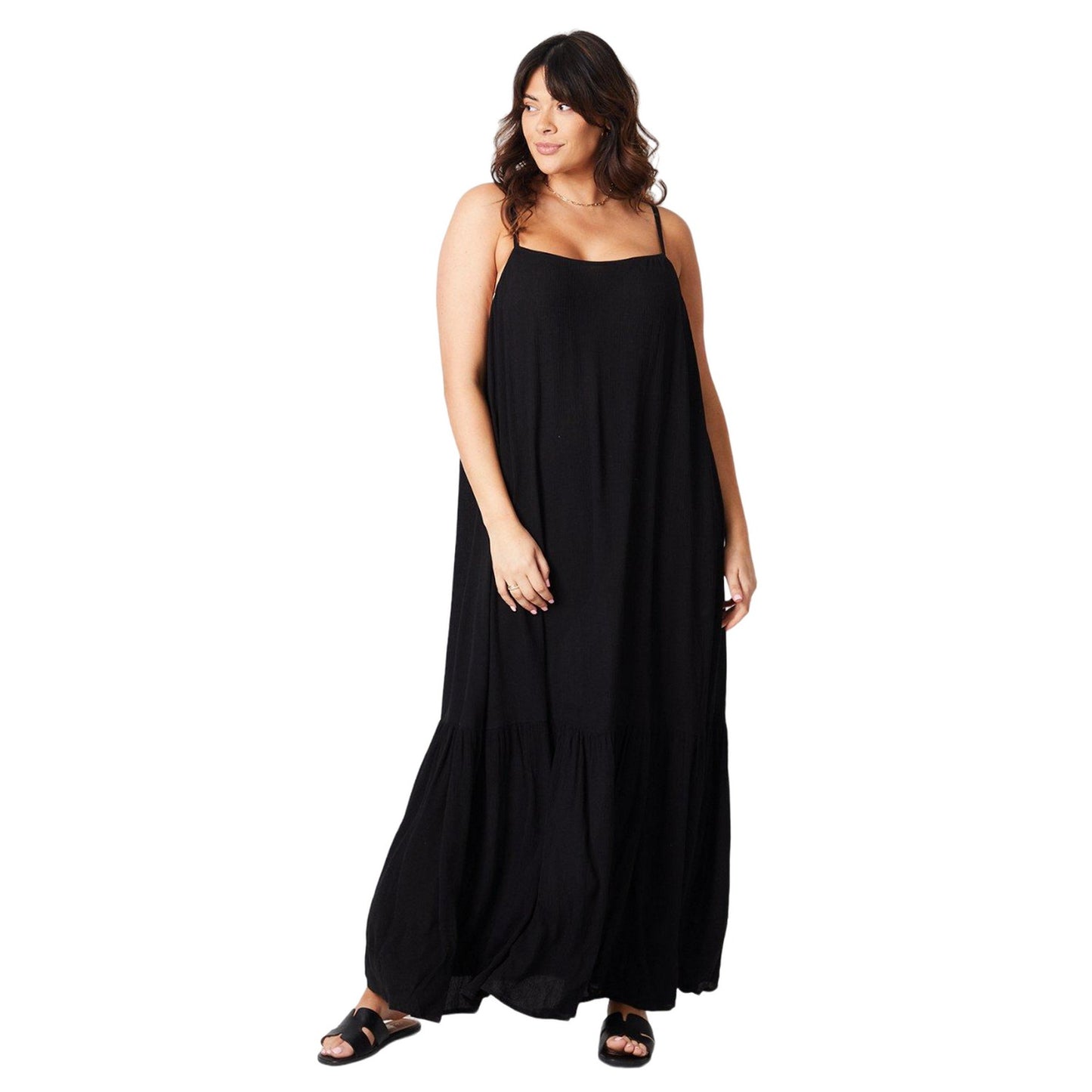 Black - Front - Dorothy Perkins Womens-Ladies Crinkle Midi Curved Smock Dress