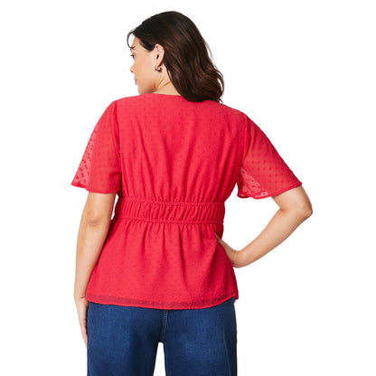 Pink - Back - Dorothy Perkins Womens-Ladies Dobby Chiffon Curved Wrap Top