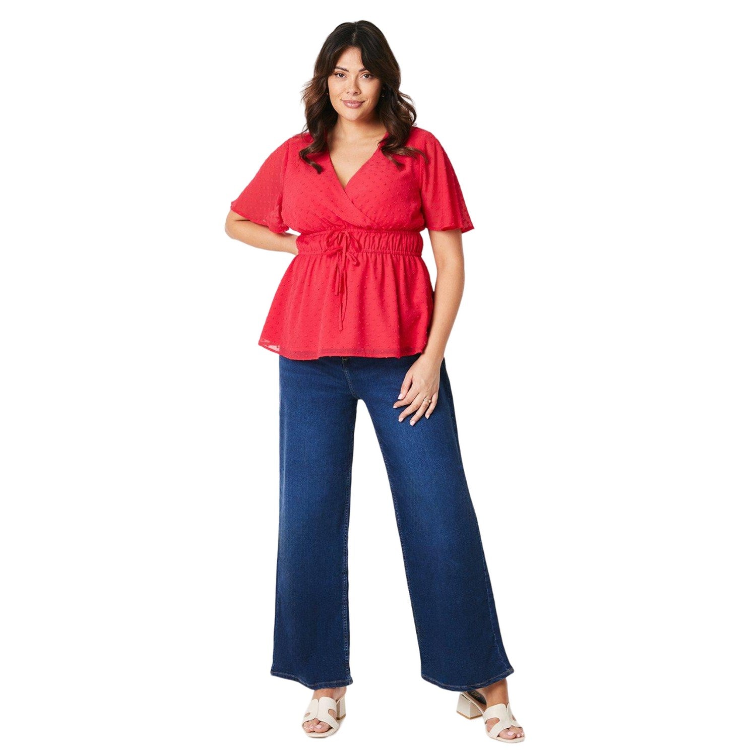 Pink - Side - Dorothy Perkins Womens-Ladies Dobby Chiffon Curved Wrap Top