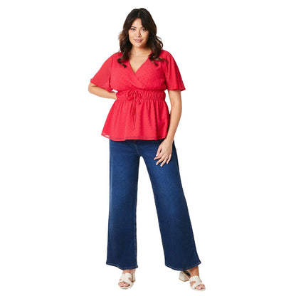 Pink - Side - Dorothy Perkins Womens-Ladies Dobby Chiffon Curved Wrap Top