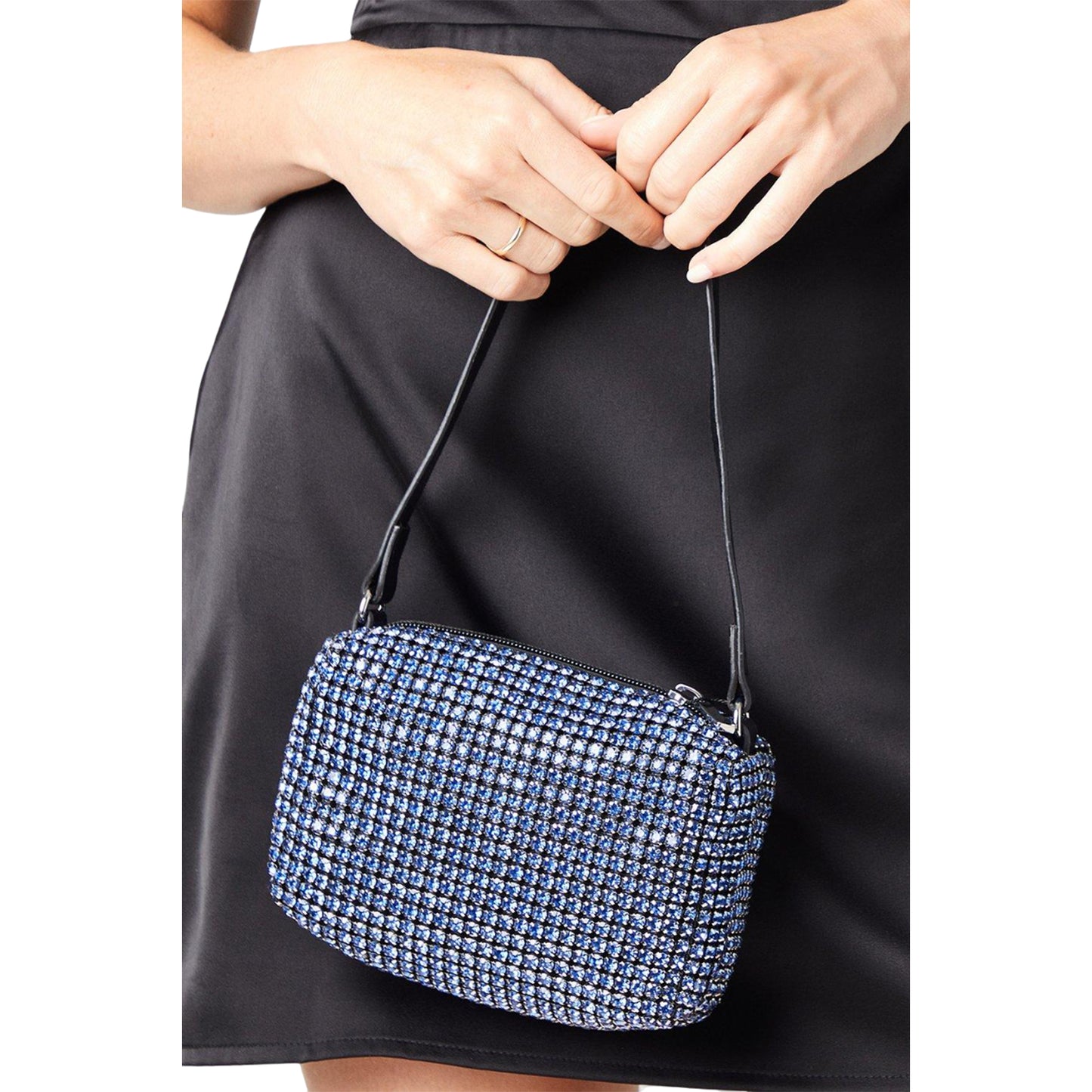 Blue - Side - Dorothy Perkins Womens-Ladies Tara Diamante Shoulder Bag