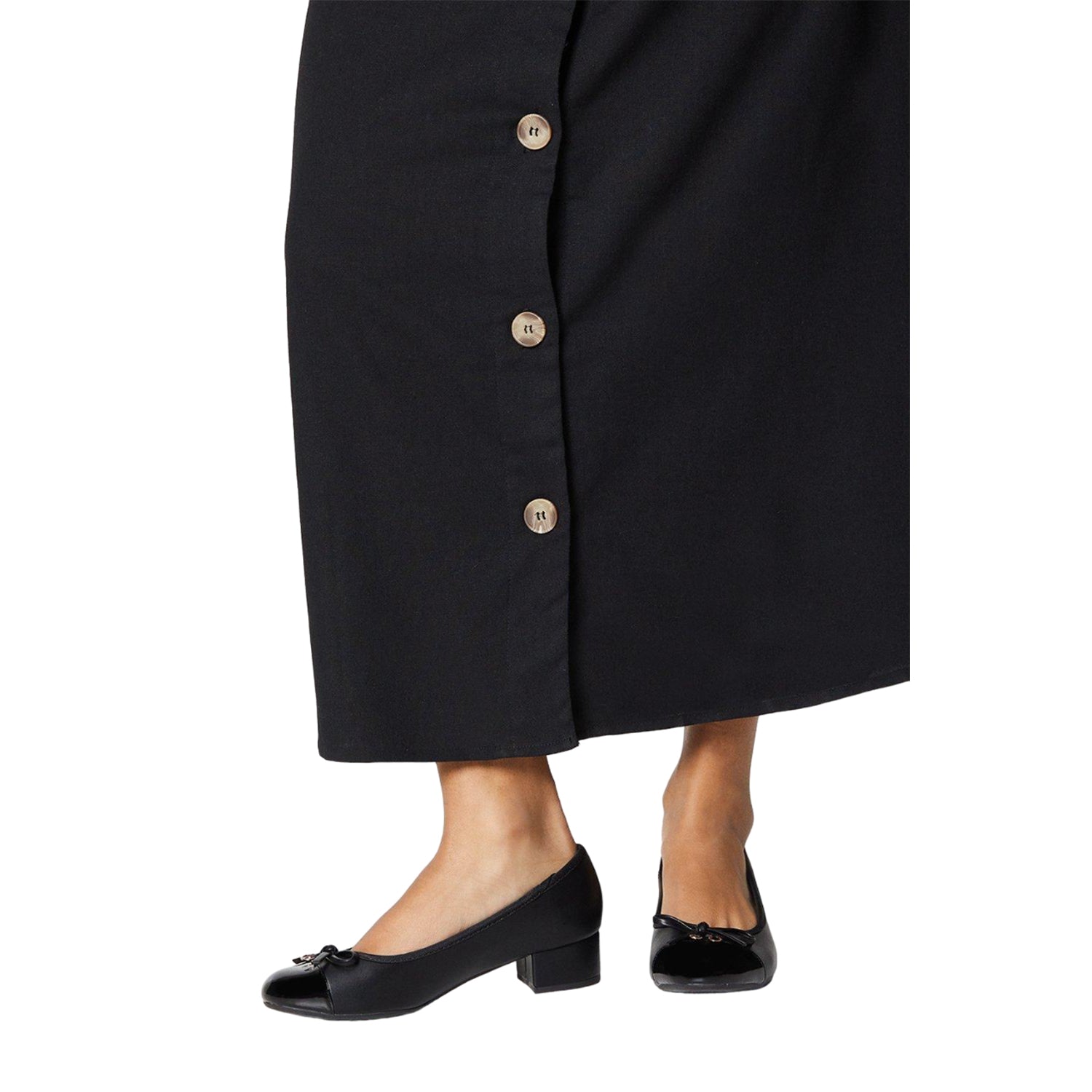 Black - Side - Good For The Sole Womens-Ladies Cece Block Heel Court Shoes