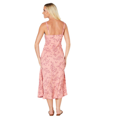 Pink - Back - Dorothy Perkins Womens-Ladies Floral Strappy Midi Dress