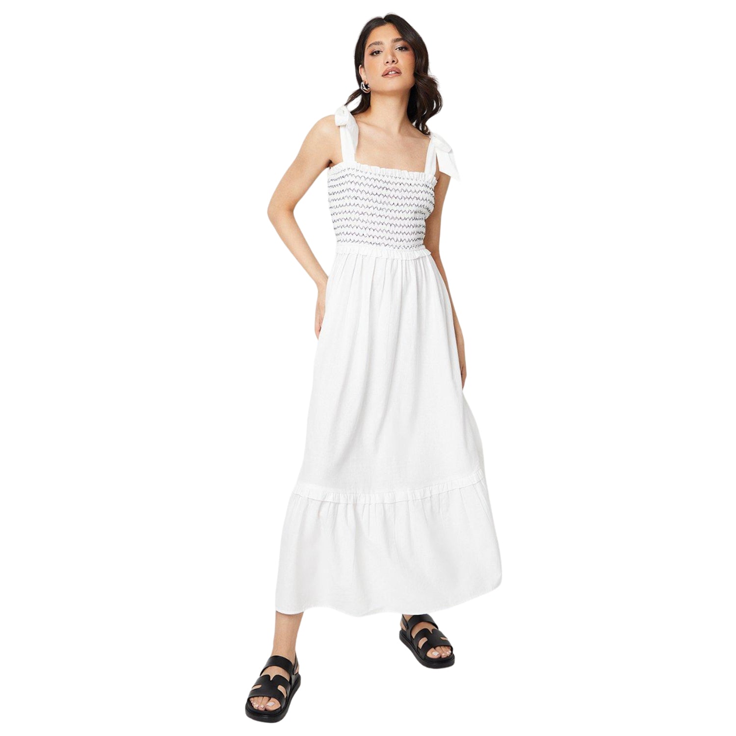 Neutral - Front - Dorothy Perkins Womens-Ladies Cross Stitch Midi Dress