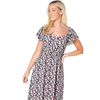 Pink - Lifestyle - Dorothy Perkins Womens-Ladies Ditsy Floral Angel Sleeve Midi Dress