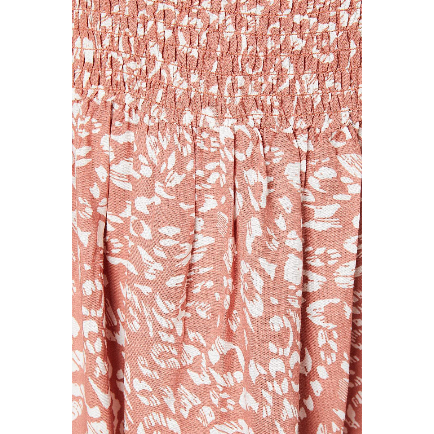 Rust - Side - Dorothy Perkins Womens-Ladies Tiered Shirred Bodice Puff Sleeve Midi Dress