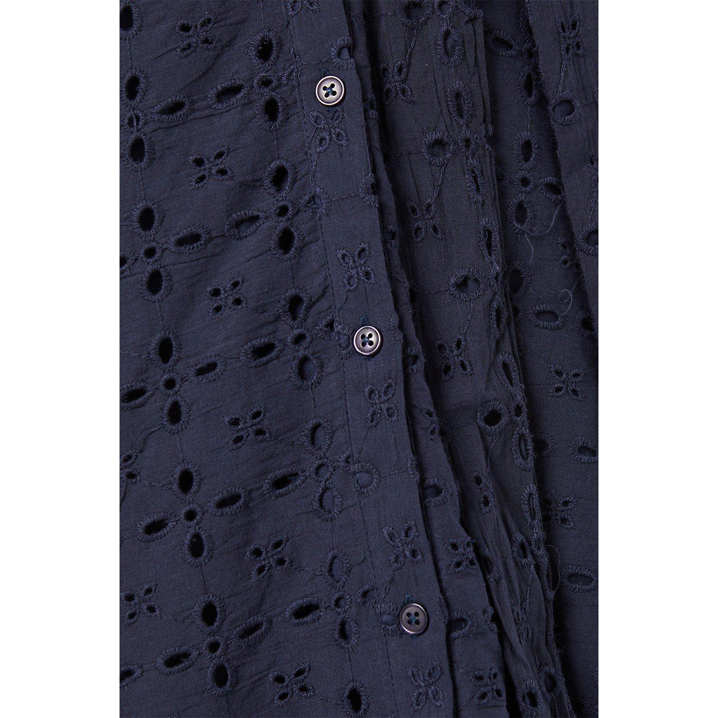 Navy - Side - Dorothy Perkins Womens-Ladies Broderie Belt Midi Shirt Dress