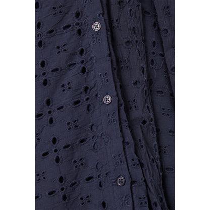 Navy - Side - Dorothy Perkins Womens-Ladies Broderie Belt Midi Shirt Dress