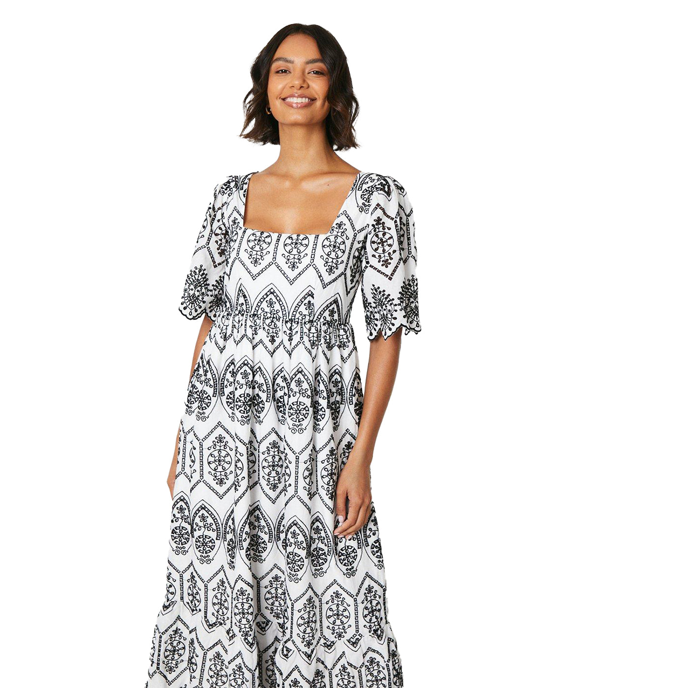 Monochrome - Lifestyle - Dorothy Perkins Womens-Ladies Broderie Midi Dress