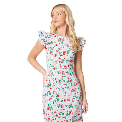 White-Red-Green - Lifestyle - Dorothy Perkins Womens-Ladies Floral Frill Midi Dress