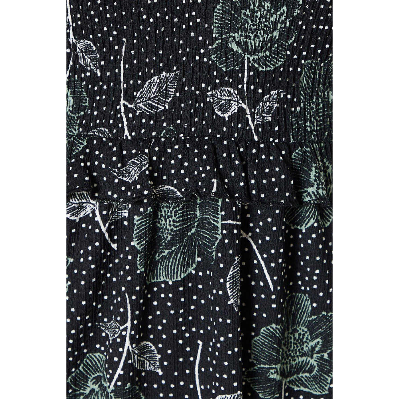 Black-White - Side - Dorothy Perkins Womens-Ladies Floral Shirred Bodice Midi Dress