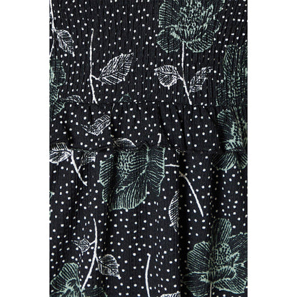 Black-White - Side - Dorothy Perkins Womens-Ladies Floral Shirred Bodice Midi Dress