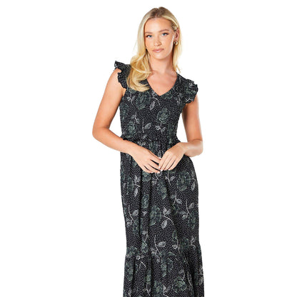 Black-White - Lifestyle - Dorothy Perkins Womens-Ladies Floral Shirred Bodice Midi Dress