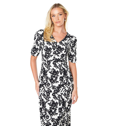 Monochrome - Lifestyle - Dorothy Perkins Womens-Ladies Ruched Front Puff Sleeve Midi Dress
