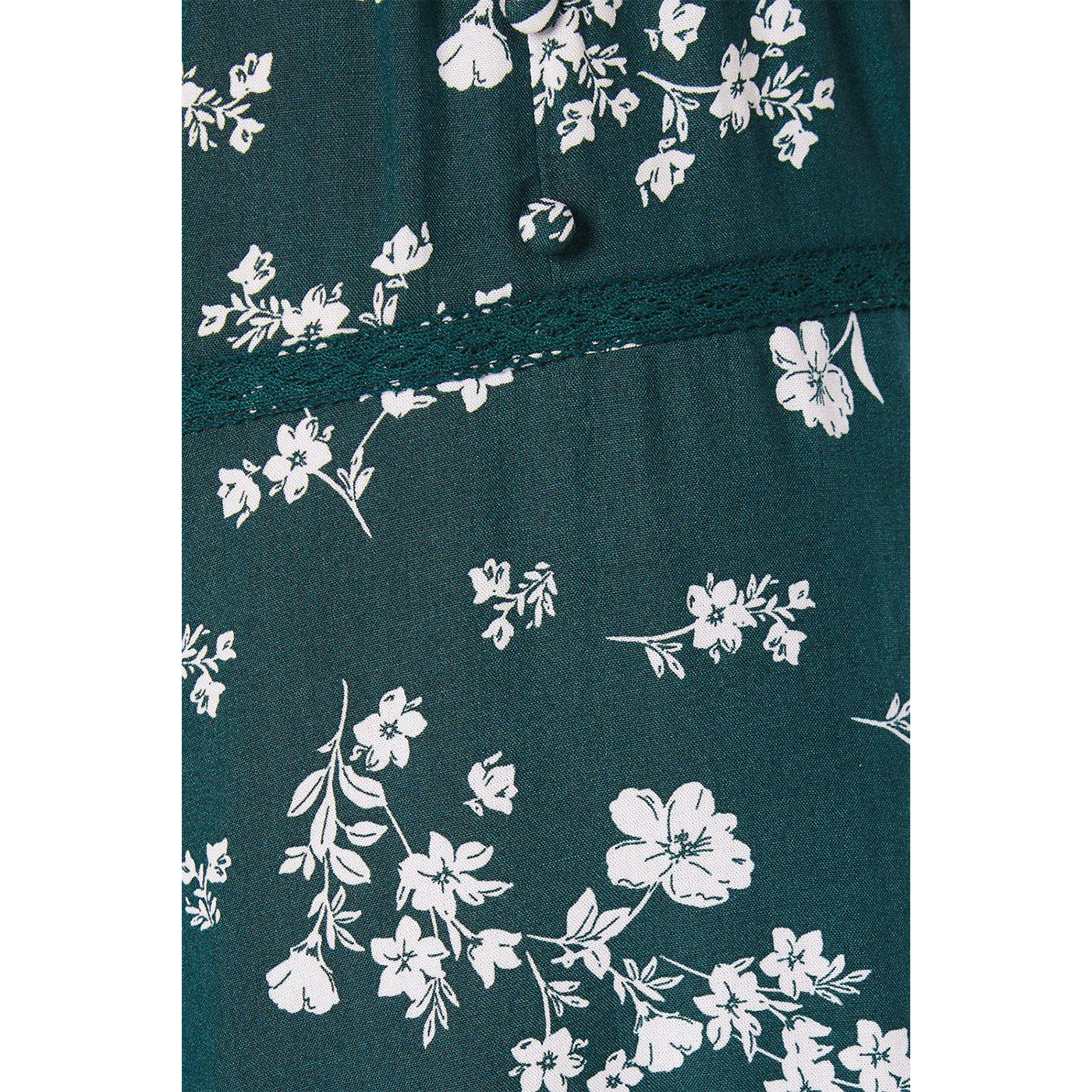 Green - Side - Dorothy Perkins Womens-Ladies Ditsy Print Lace Detail Mini Dress