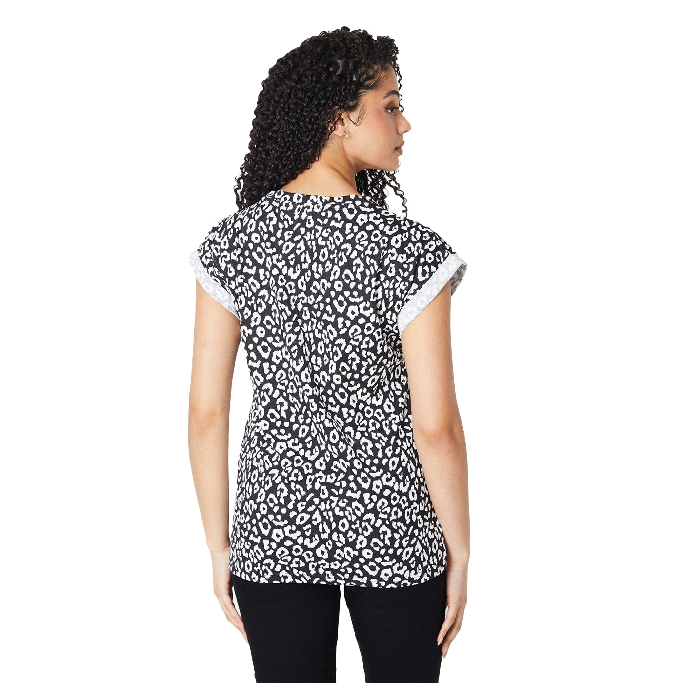 Black-White - Back - Dorothy Perkins Womens-Ladies Animal Print Cotton Tall T-Shirt
